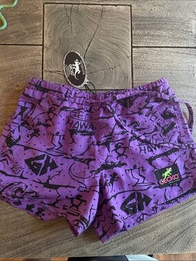 Gecko Hawaii Purple Graphic Women’s Beach Shorts size XS NWT